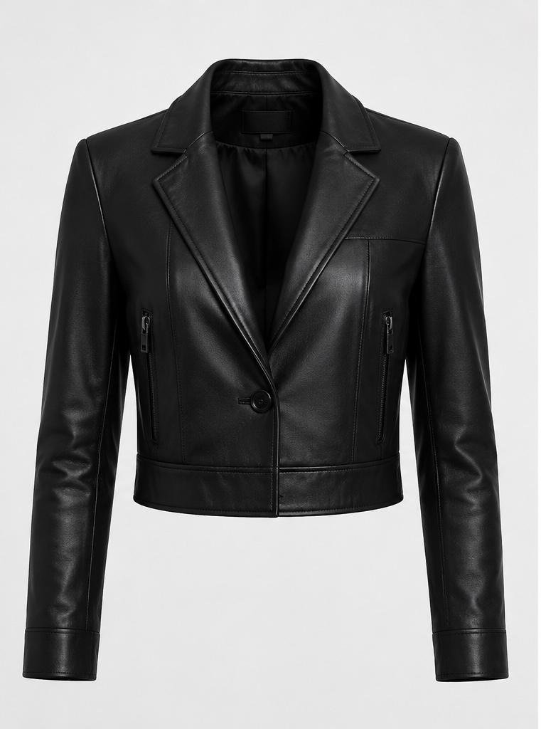 Cropped Blazer Leather Jacket