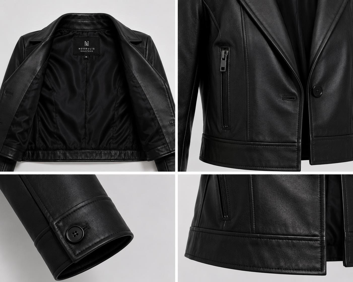 Cropped Blazer Leather Jacket - Image 5