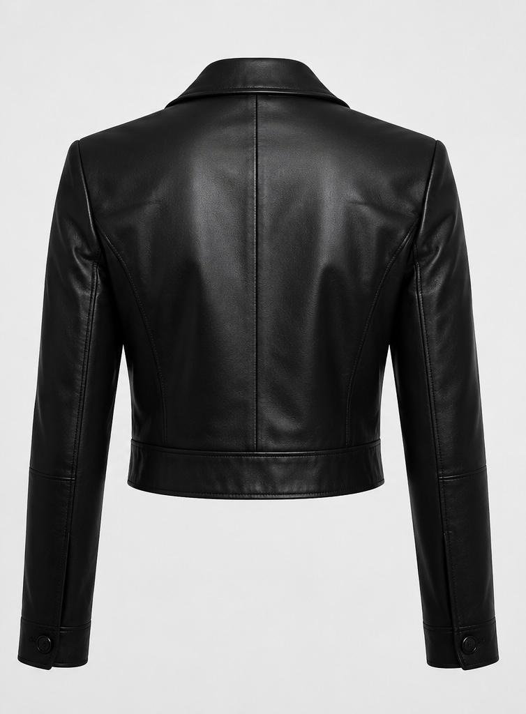 Cropped Blazer Leather Jacket - Image 2