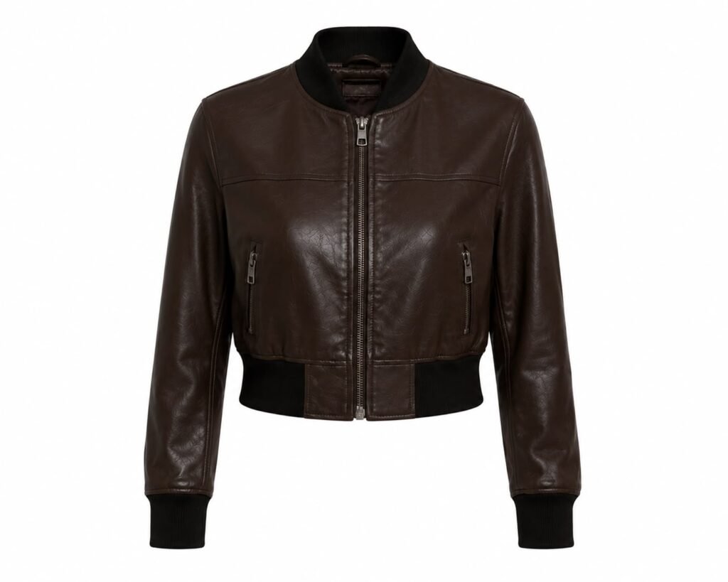 CROPPED LEATHER BOMBER