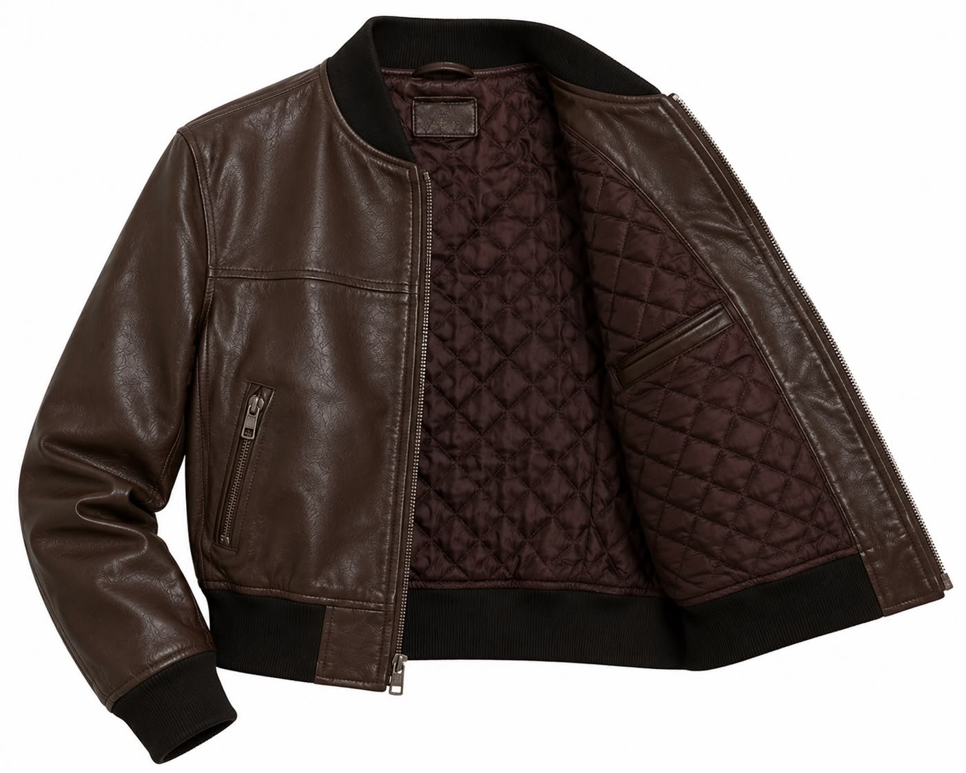 CROPPED LEATHER BOMBER - Image 3