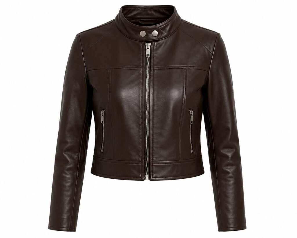 SLIM-FIT CROPPED LEATHER JACKET