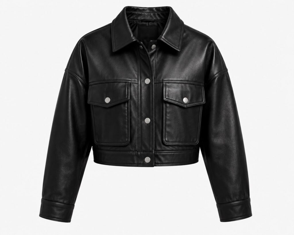 CROPPED OVERSIZED LEATHER JACKET