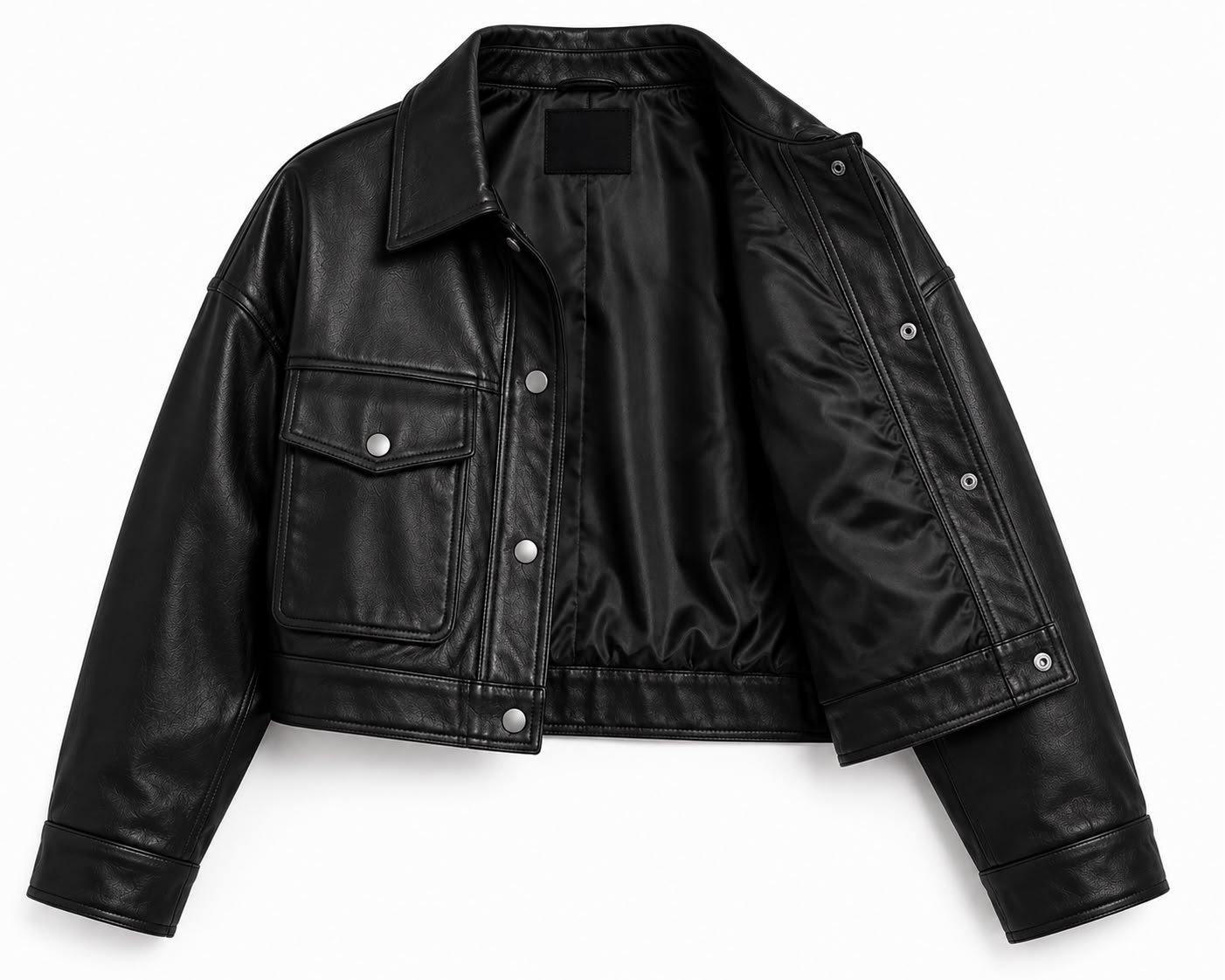 CROPPED OVERSIZED LEATHER JACKET - Image 3