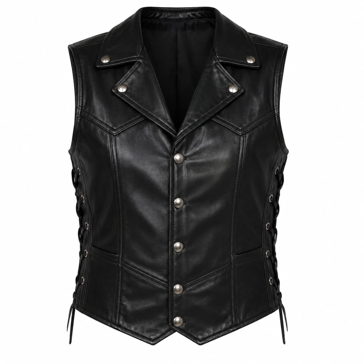 LACE-UP WESTERN LEATHER VEST