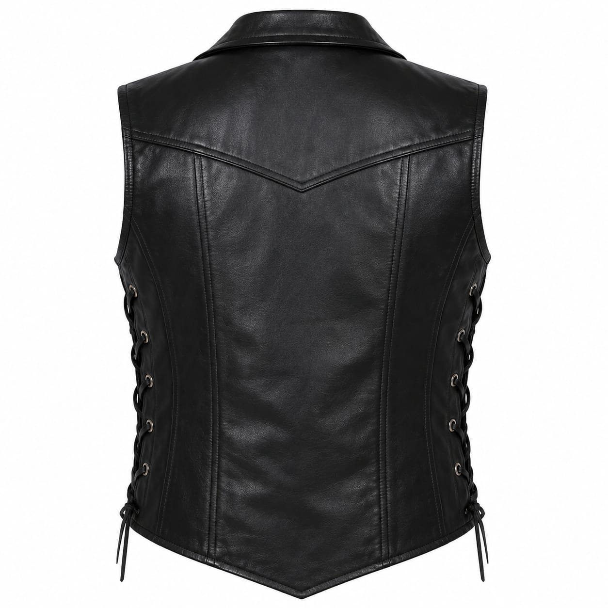 LACE-UP WESTERN LEATHER VEST - Image 2