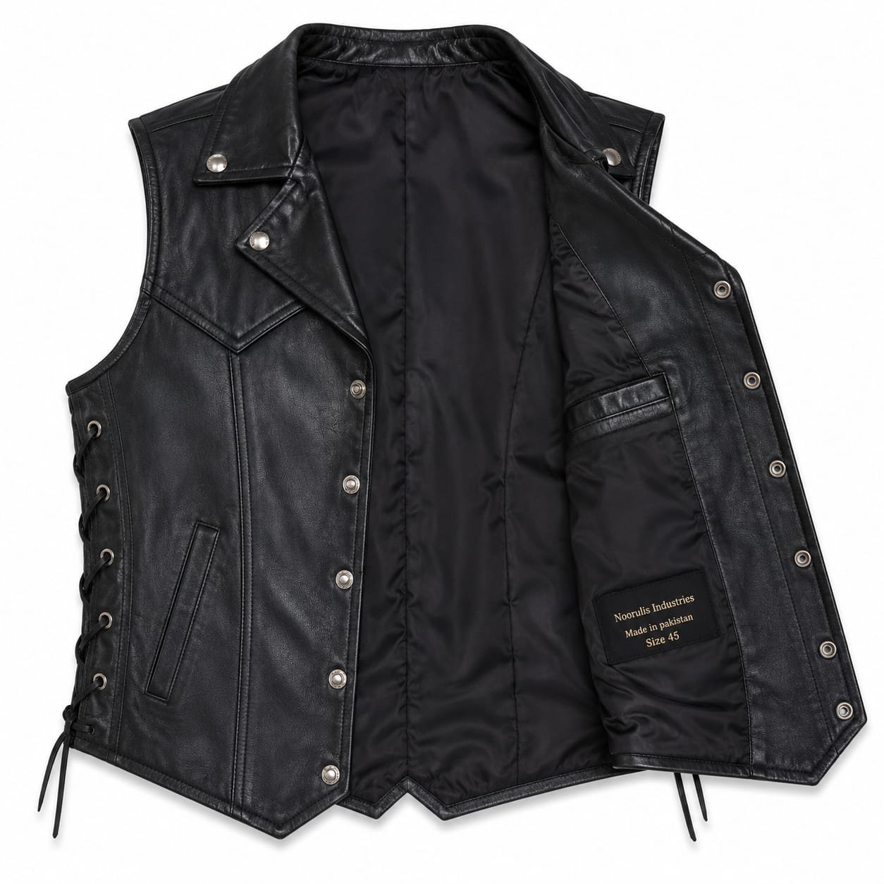 LACE-UP WESTERN LEATHER VEST - Image 5