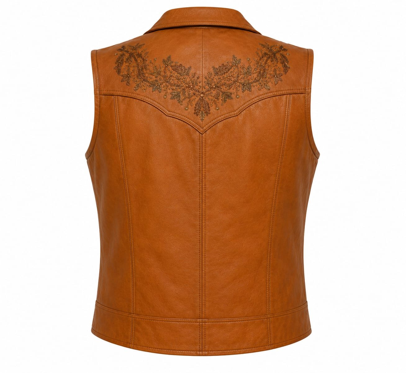 EMBROIDERED WESTERN LEATHER VEST - Image 2