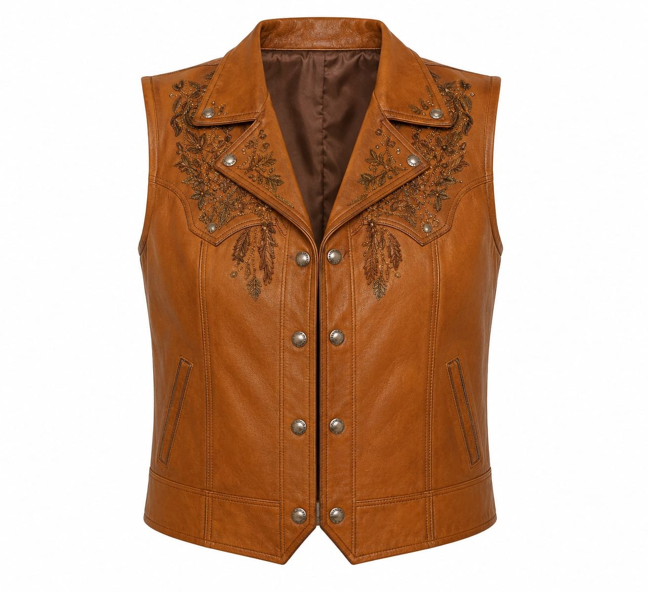 EMBROIDERED WESTERN LEATHER VEST