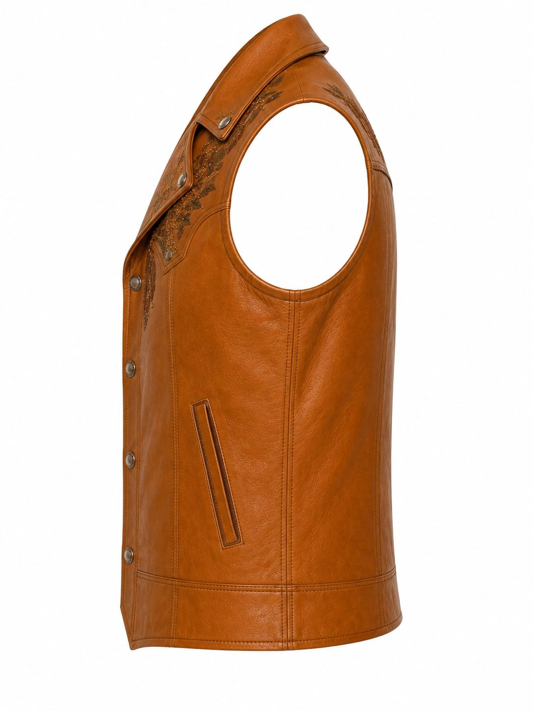 EMBROIDERED WESTERN LEATHER VEST - Image 3