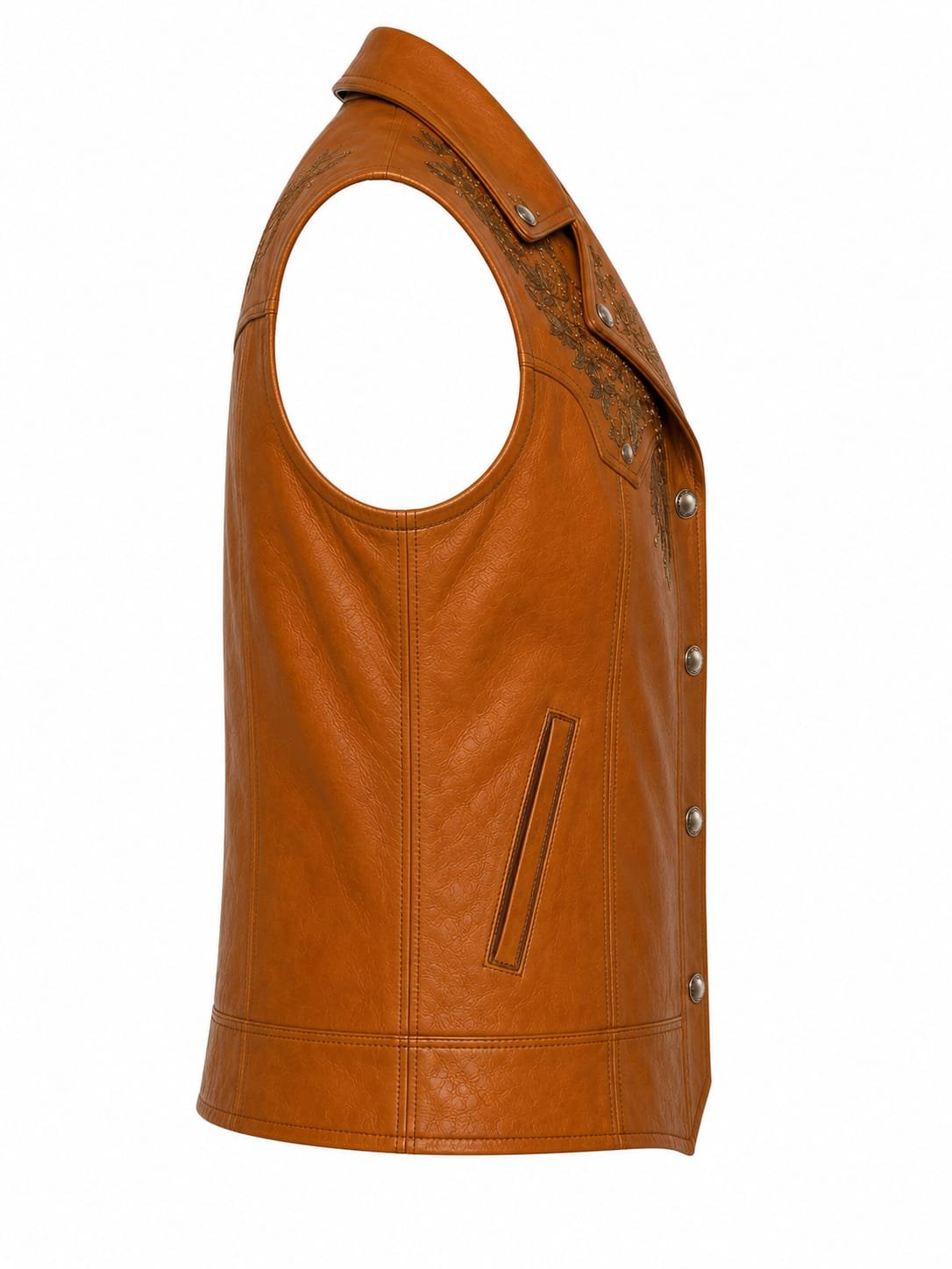 EMBROIDERED WESTERN LEATHER VEST - Image 4