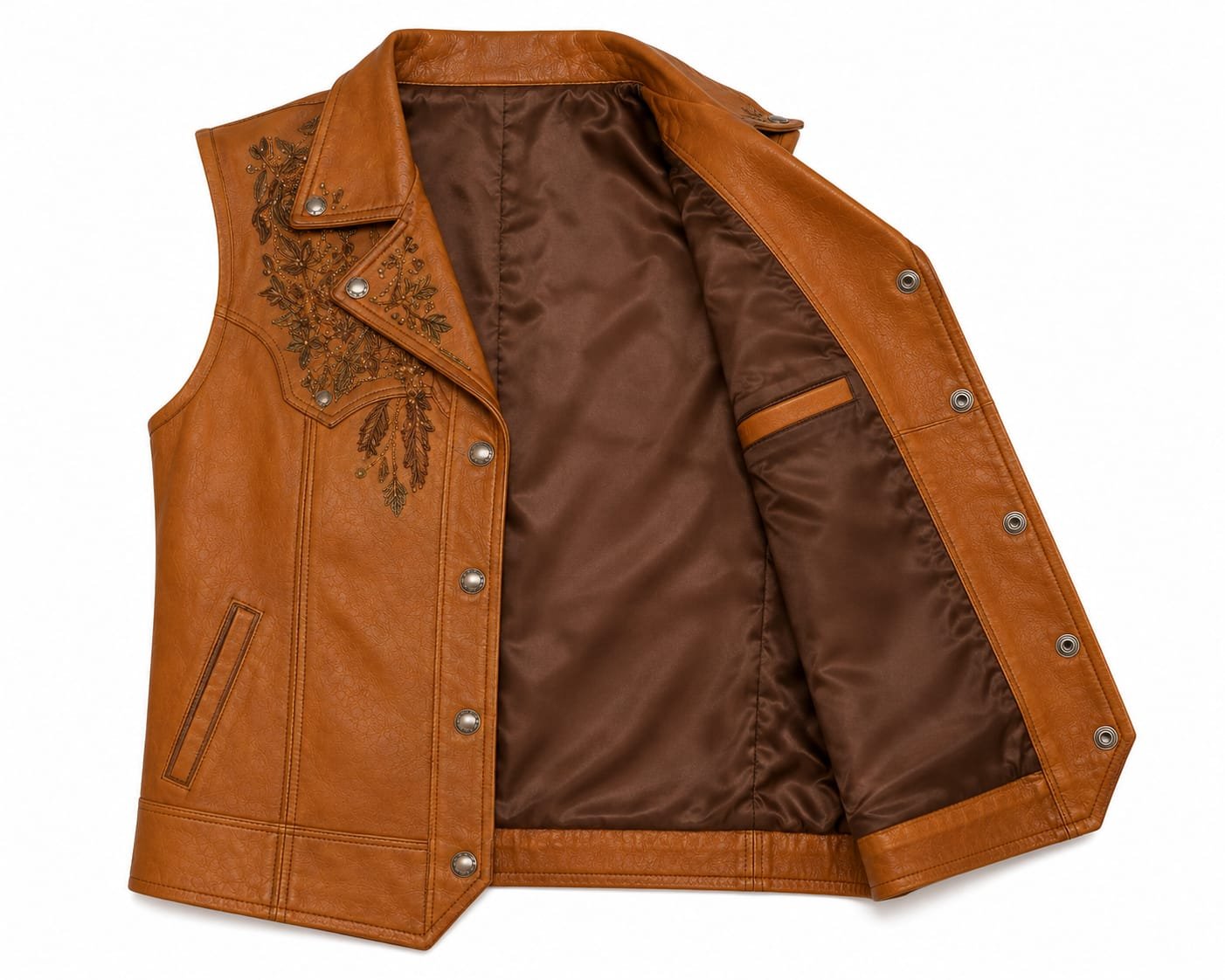 EMBROIDERED WESTERN LEATHER VEST - Image 5