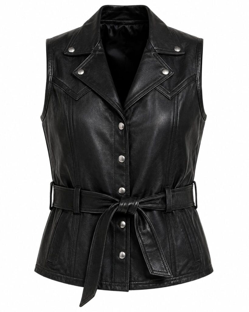 BELTED WESTERN LEATHER VEST