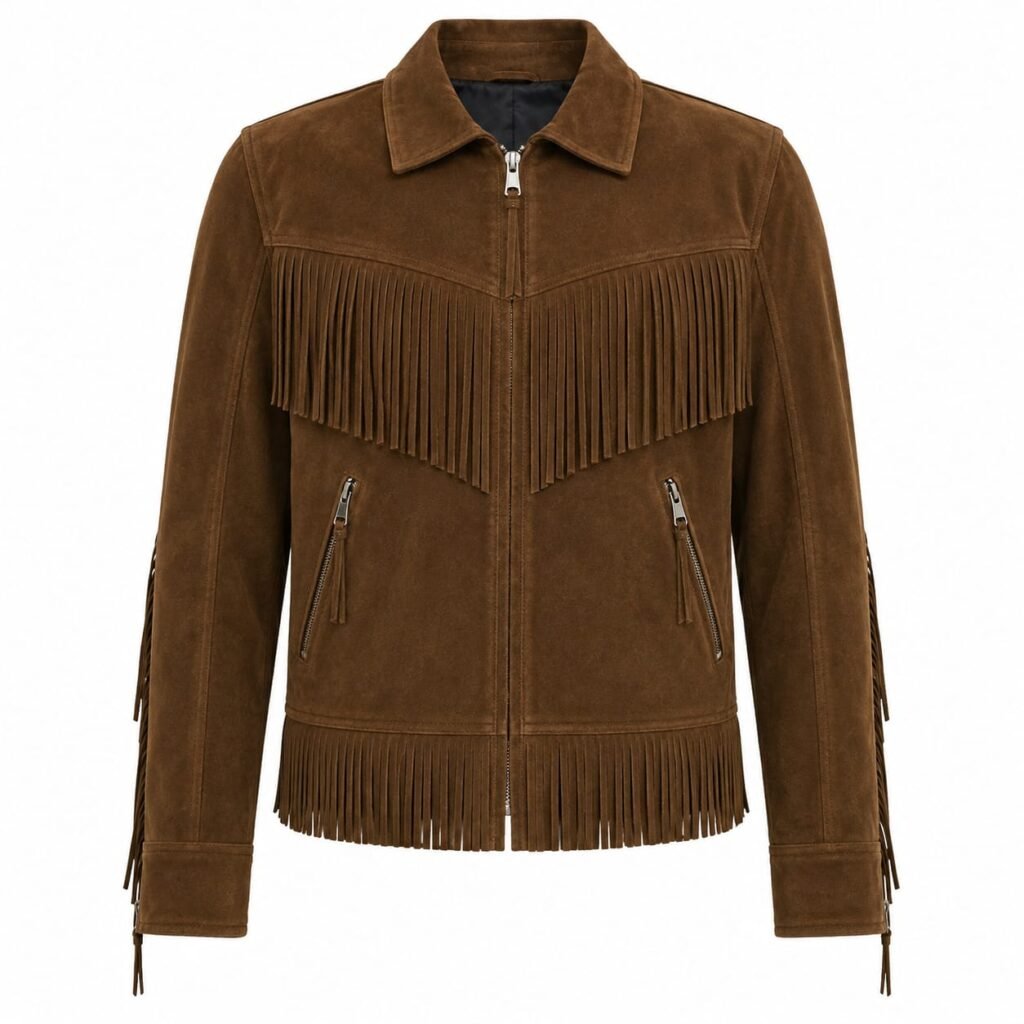 BACK-FRINGE SUEDE JACKET