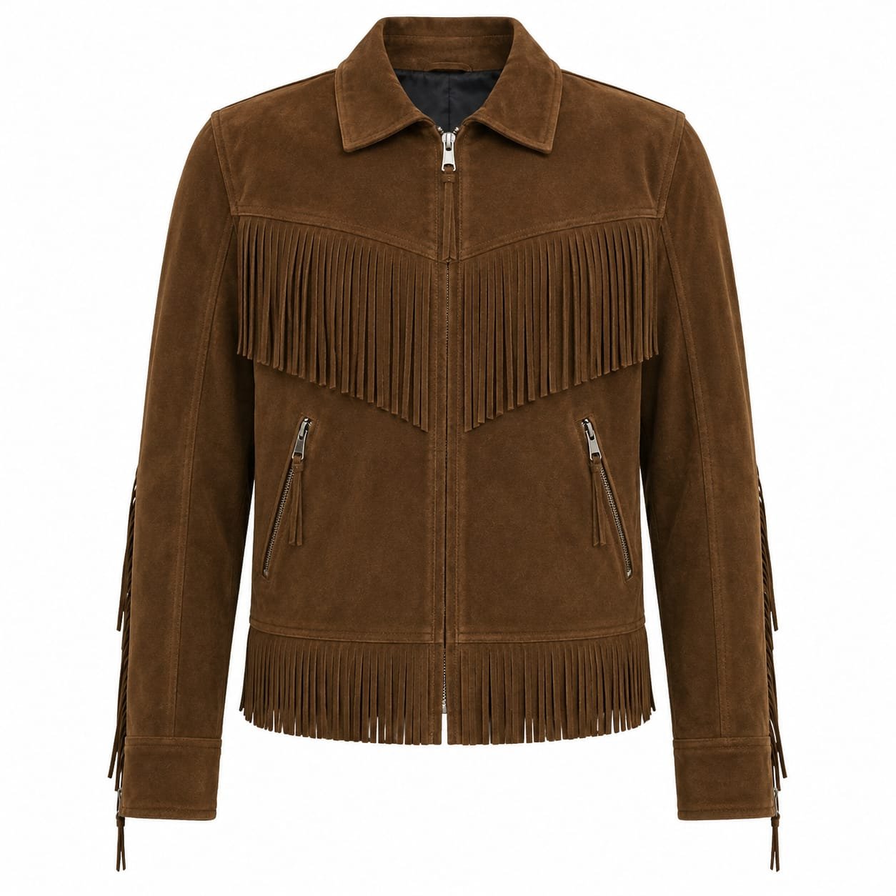 BACK-FRINGE SUEDE JACKET