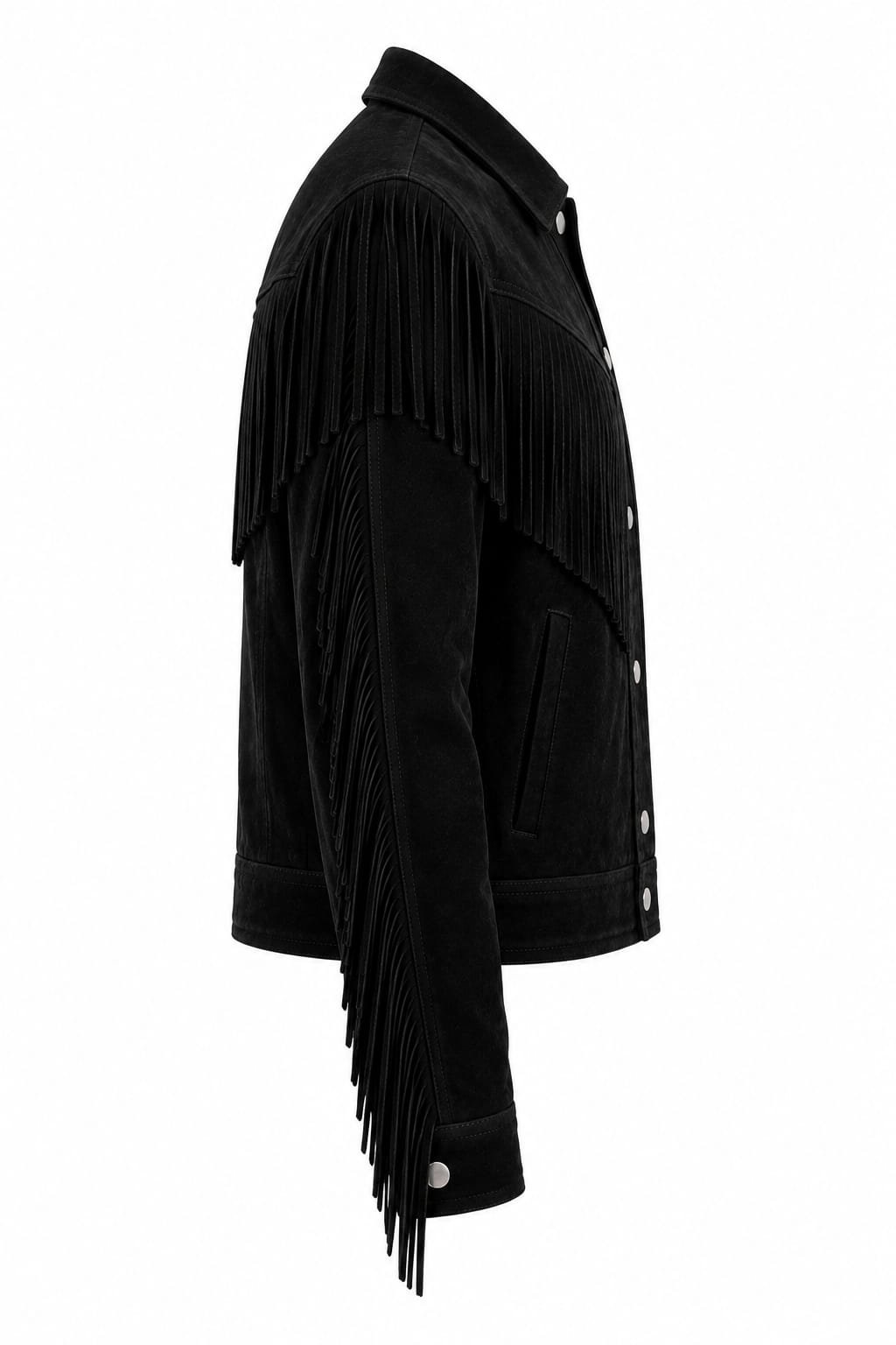 CROPPED FRINGE SUEDE JACKET - Image 3