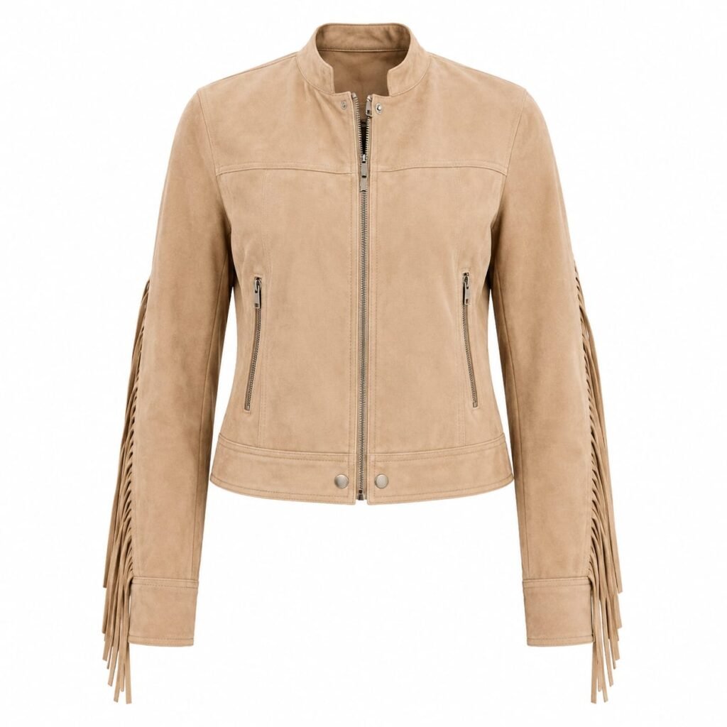 SLEEVE-FRINGE SUEDE JACKET