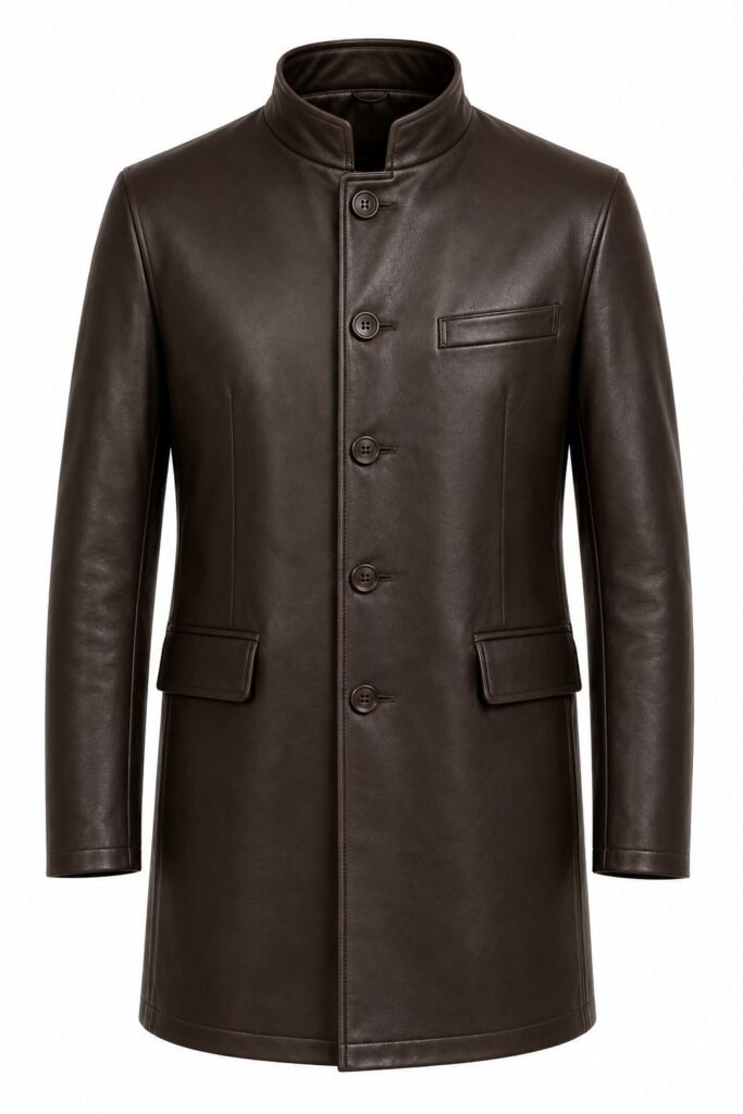 MANDARIN LEATHER COAT
