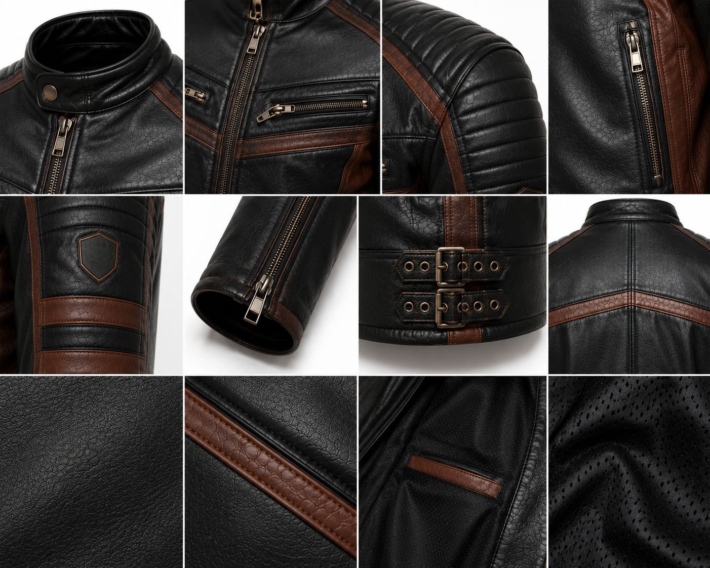 BLACK & BROWN HERITAGE RACING JACKET - Image 4