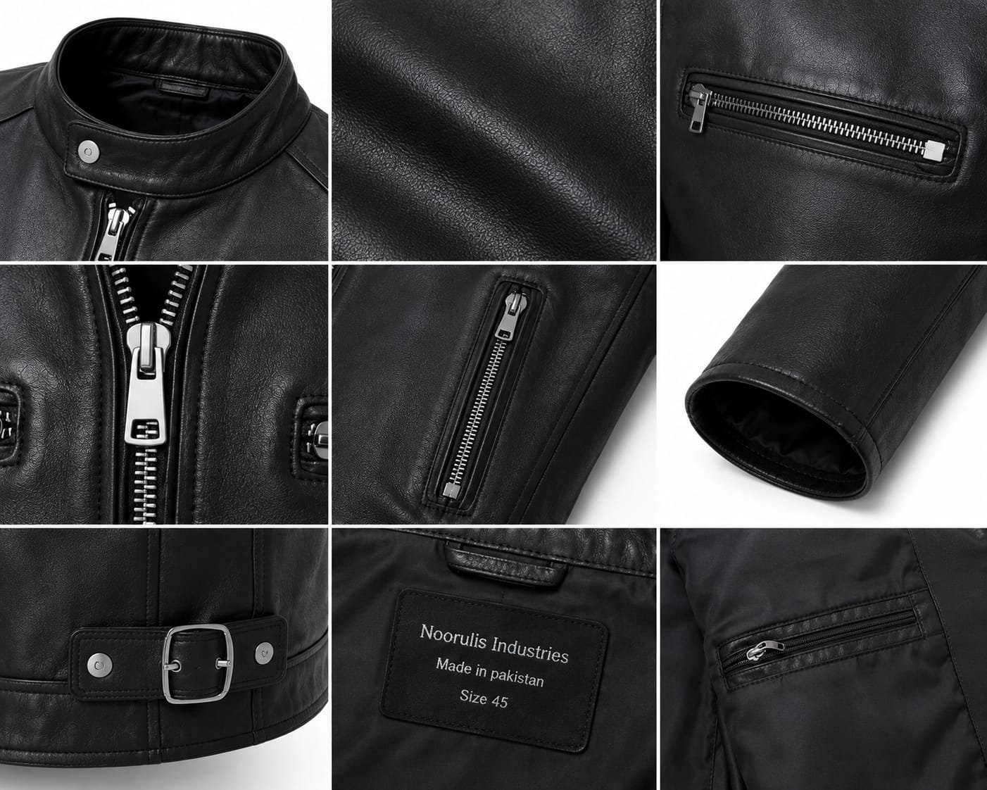 ZIPPER POCKET BIKER LEATHER JACKET - Image 6