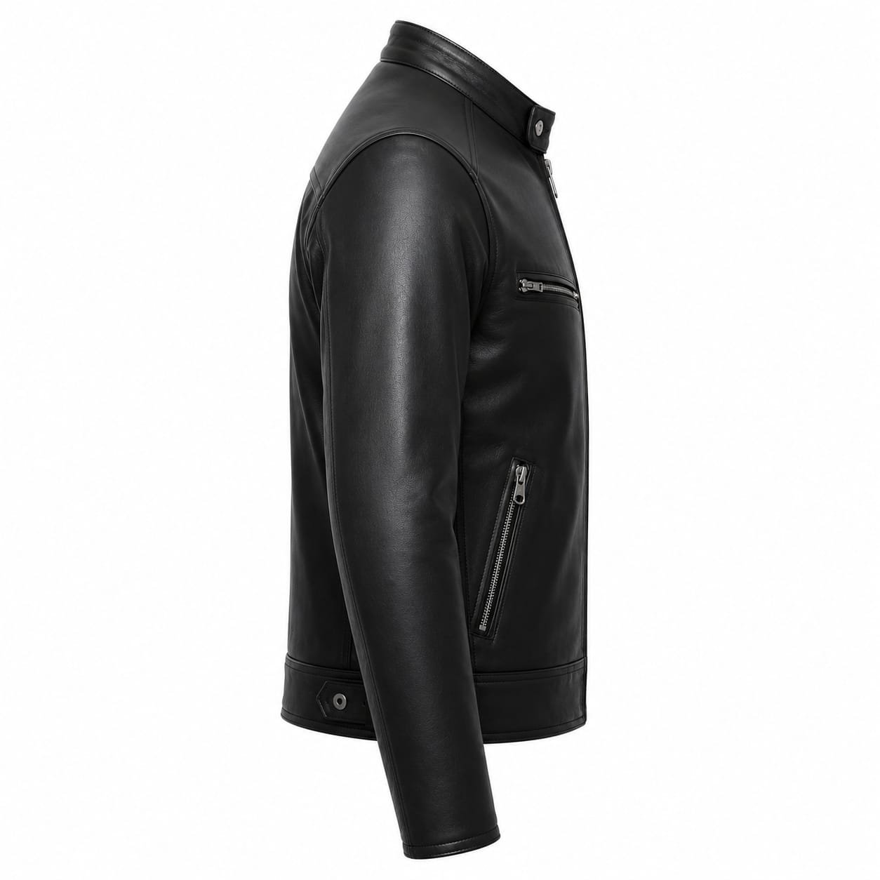 MINIMAL BIKER LEATHER JACKET - Image 3