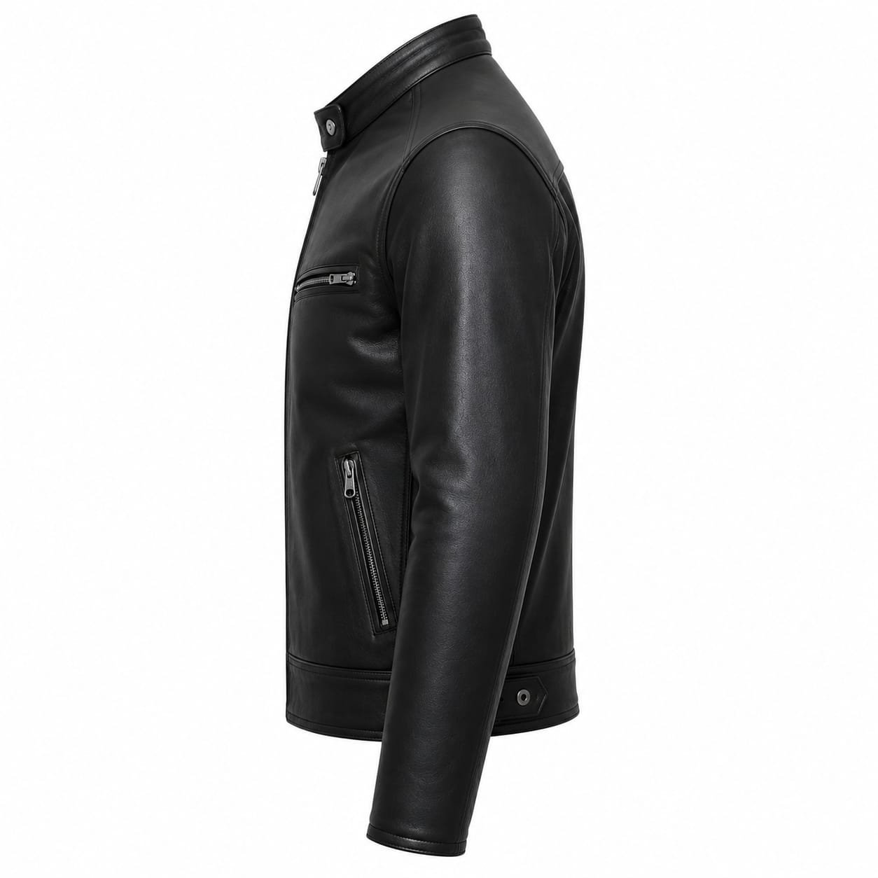 MINIMAL BIKER LEATHER JACKET - Image 4