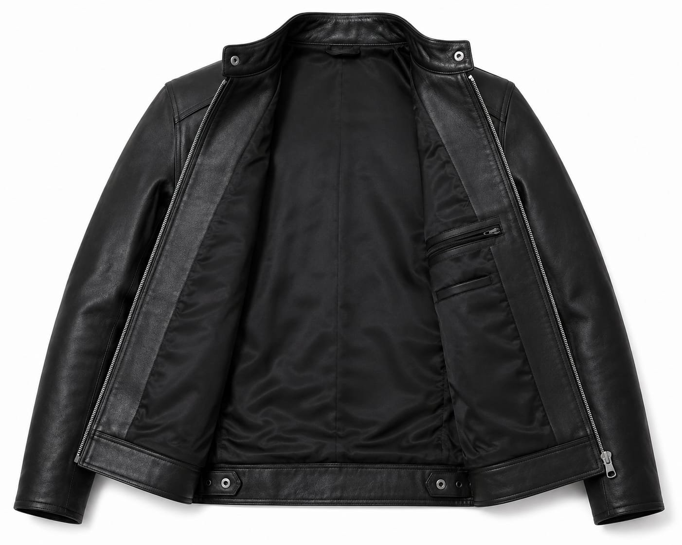 MINIMAL BIKER LEATHER JACKET - Image 5