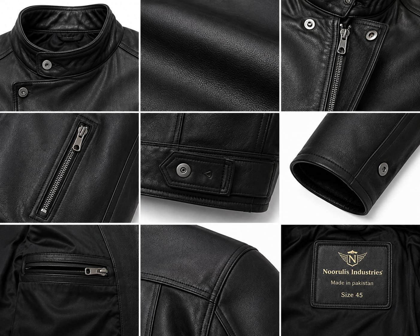 OVERLAP FRONT BIKER LEATHER JACKET - Image 6