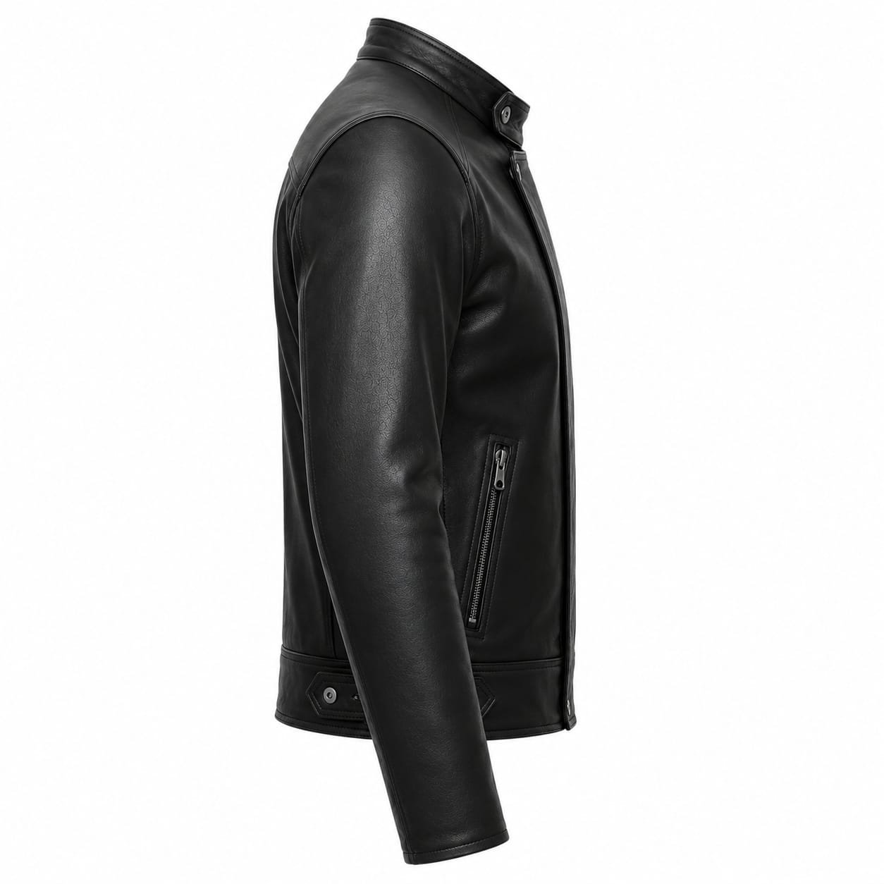 OVERLAP FRONT BIKER LEATHER JACKET - Image 4