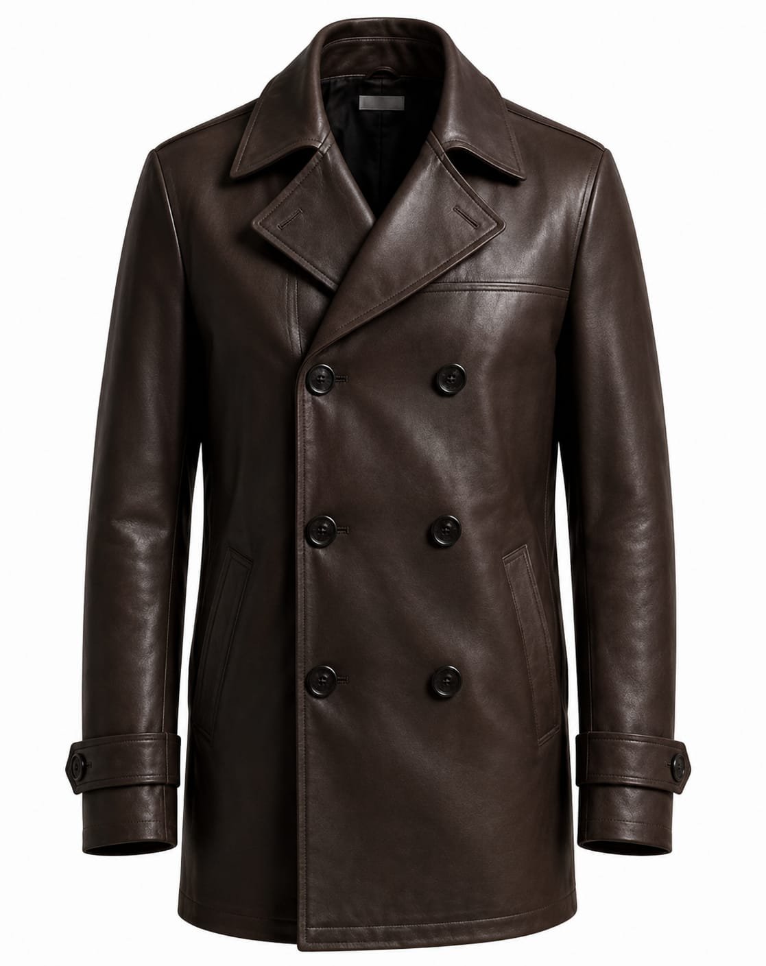 HERITAGE DOUBLE-BREASTED LEATHER COAT
