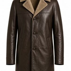 SHEARLING LAPEL LEATHER COAT