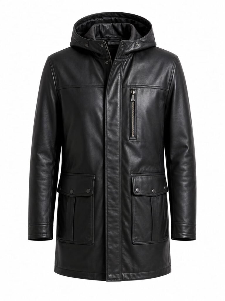 HOODED LEATHER PARKA