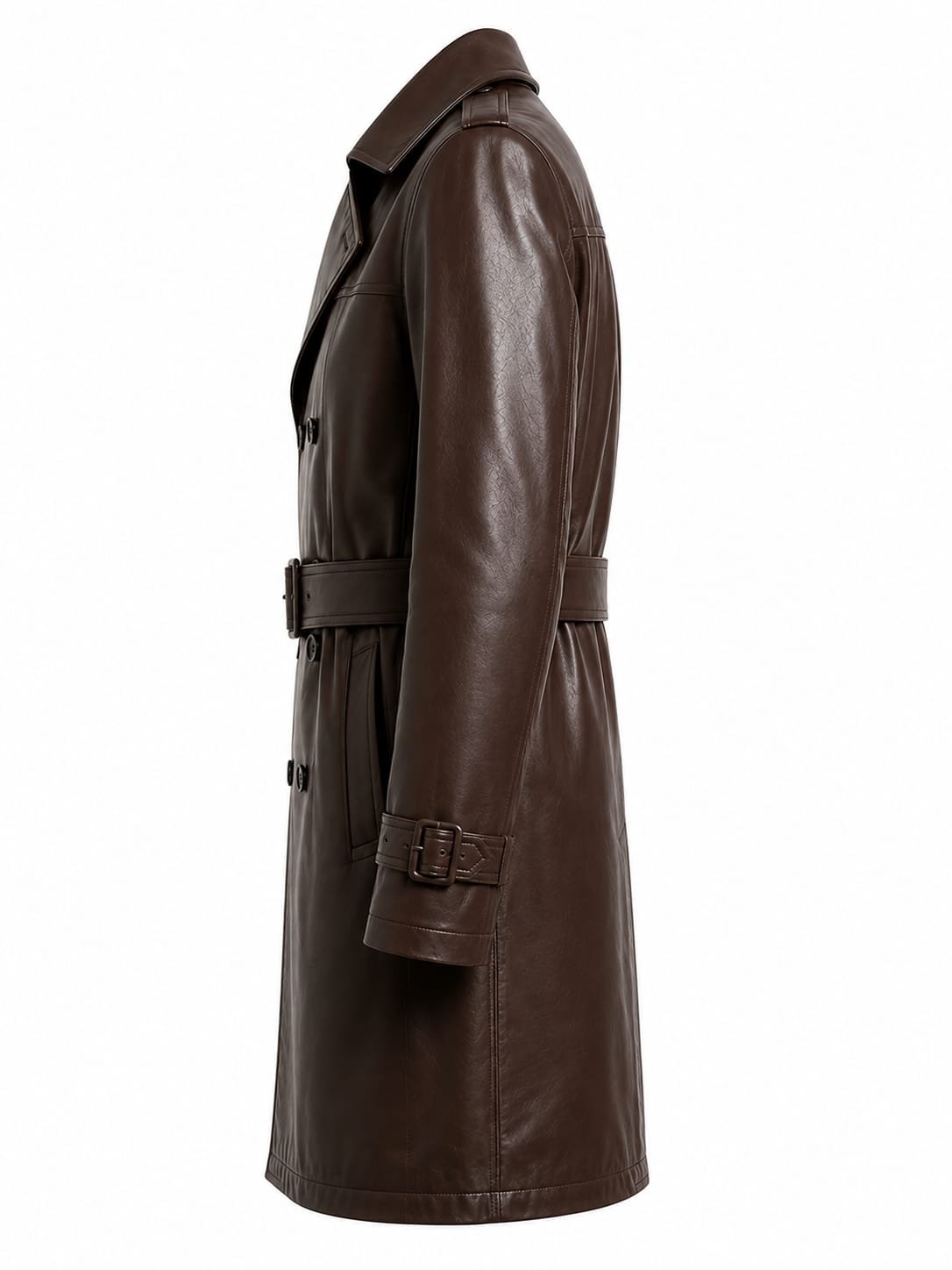 CLASSIC LEATHER TRENCH COAT - Image 3