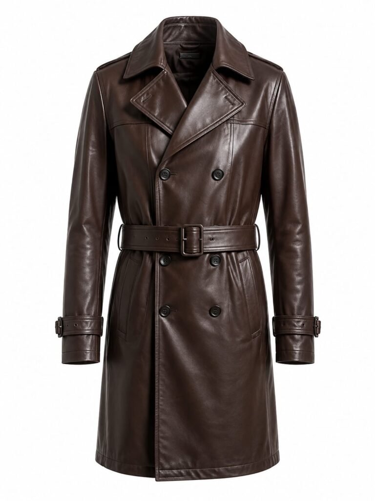 CLASSIC LEATHER TRENCH COAT