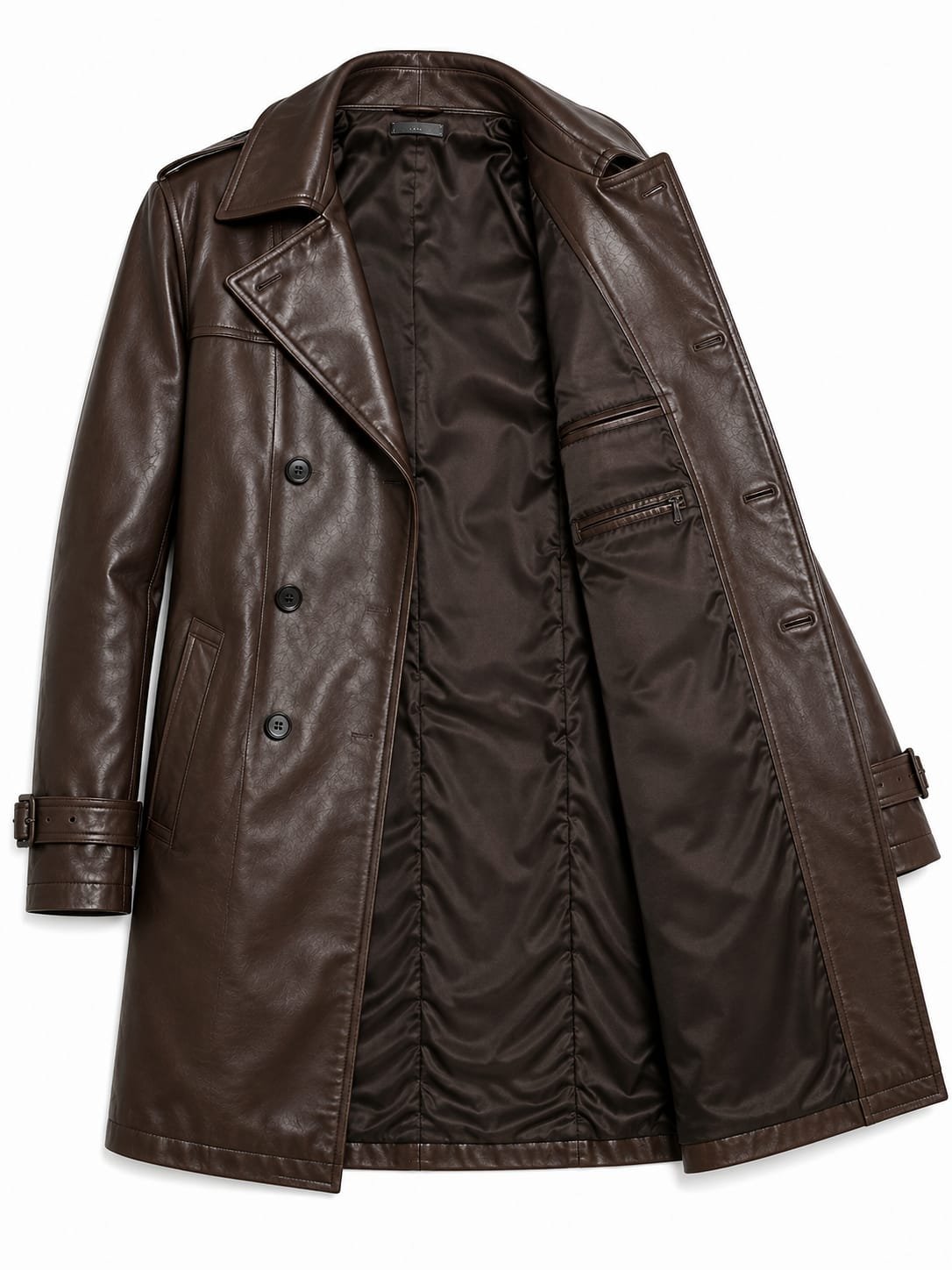 CLASSIC LEATHER TRENCH COAT - Image 5