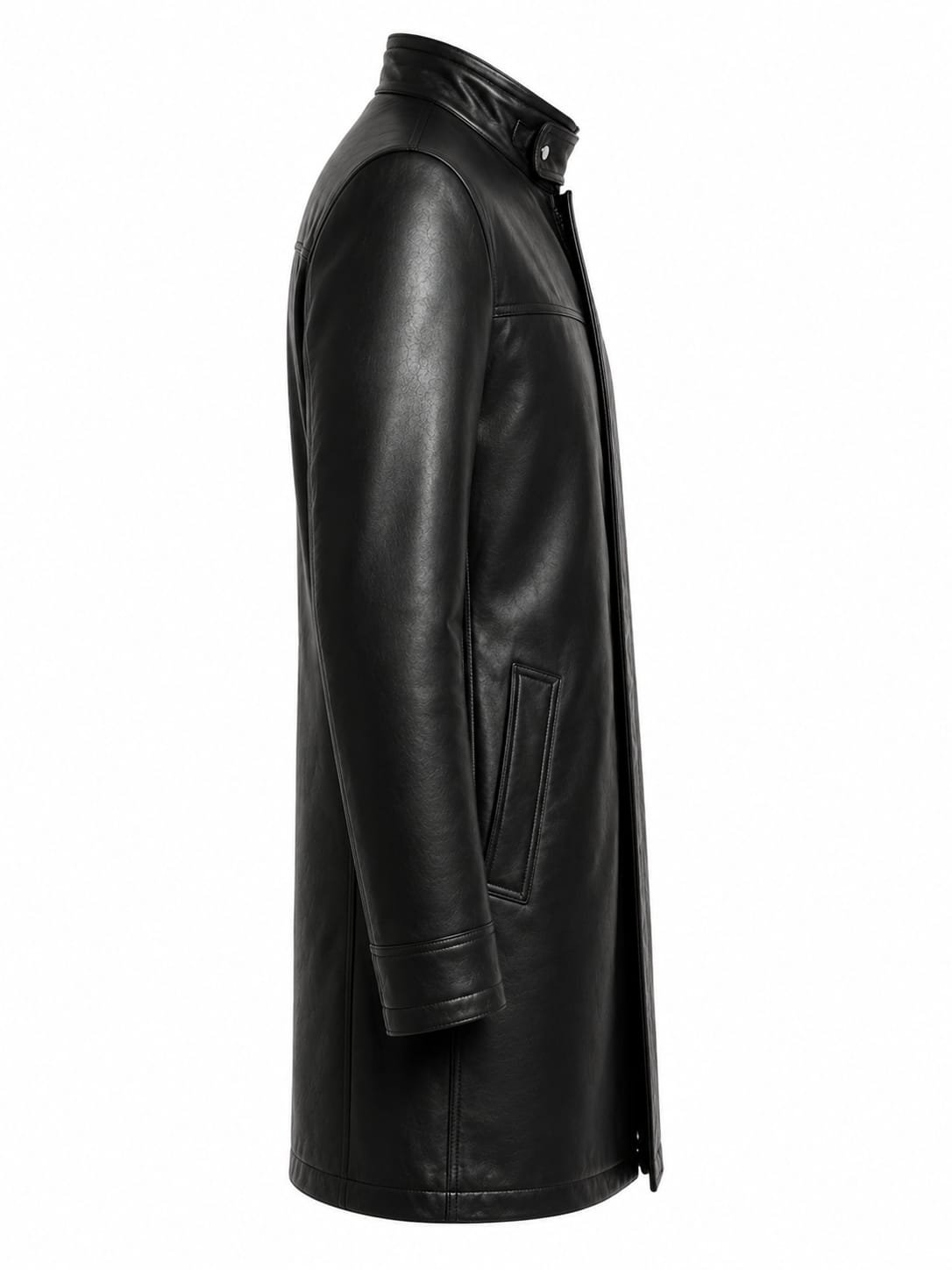 ELEVATED COLLAR LEATHER COAT - Image 4