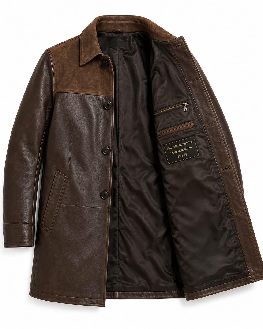 VINTAGE YOKE LEATHER COAT - Image 5