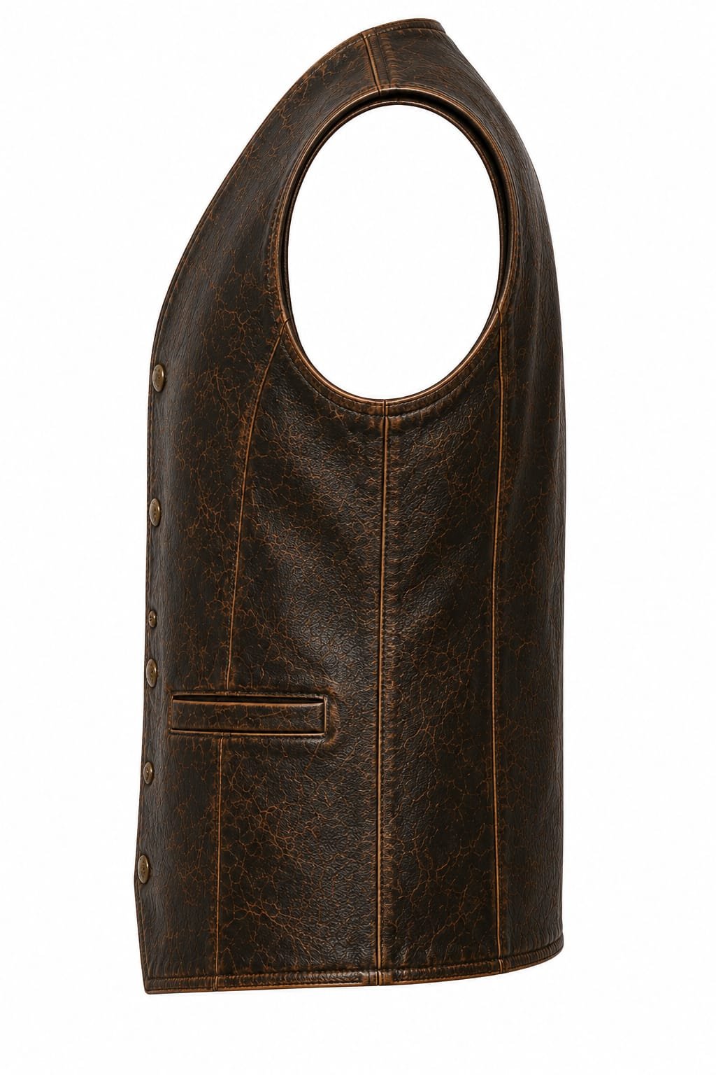 VINTAGE DISTRESSED LEATHER VEST - Image 3