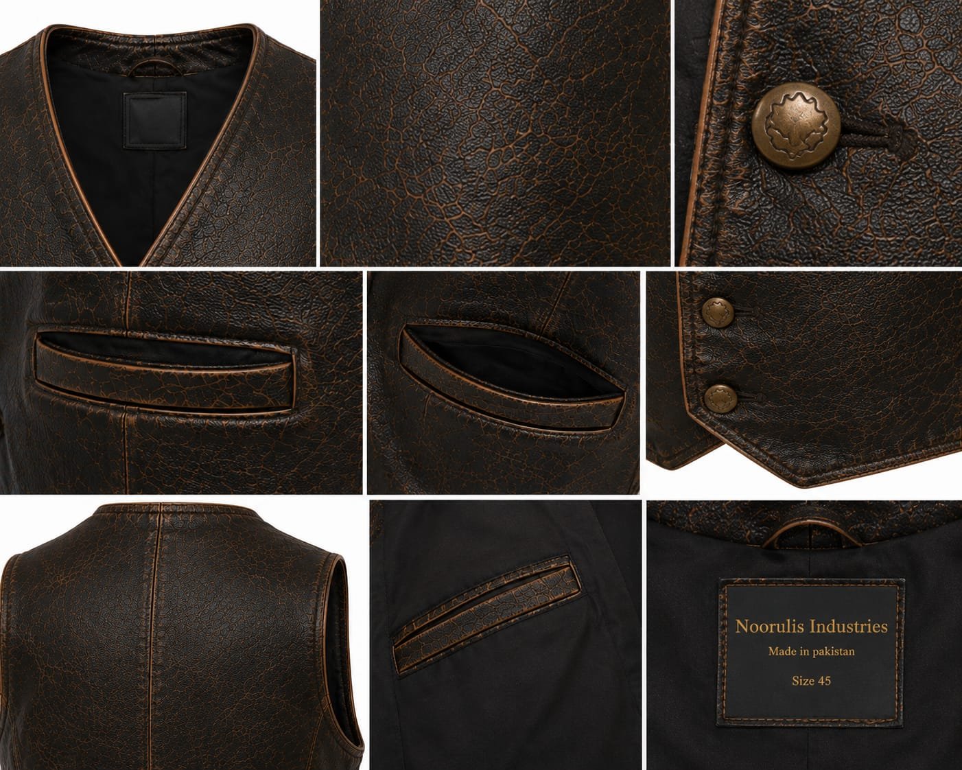 VINTAGE DISTRESSED LEATHER VEST - Image 5