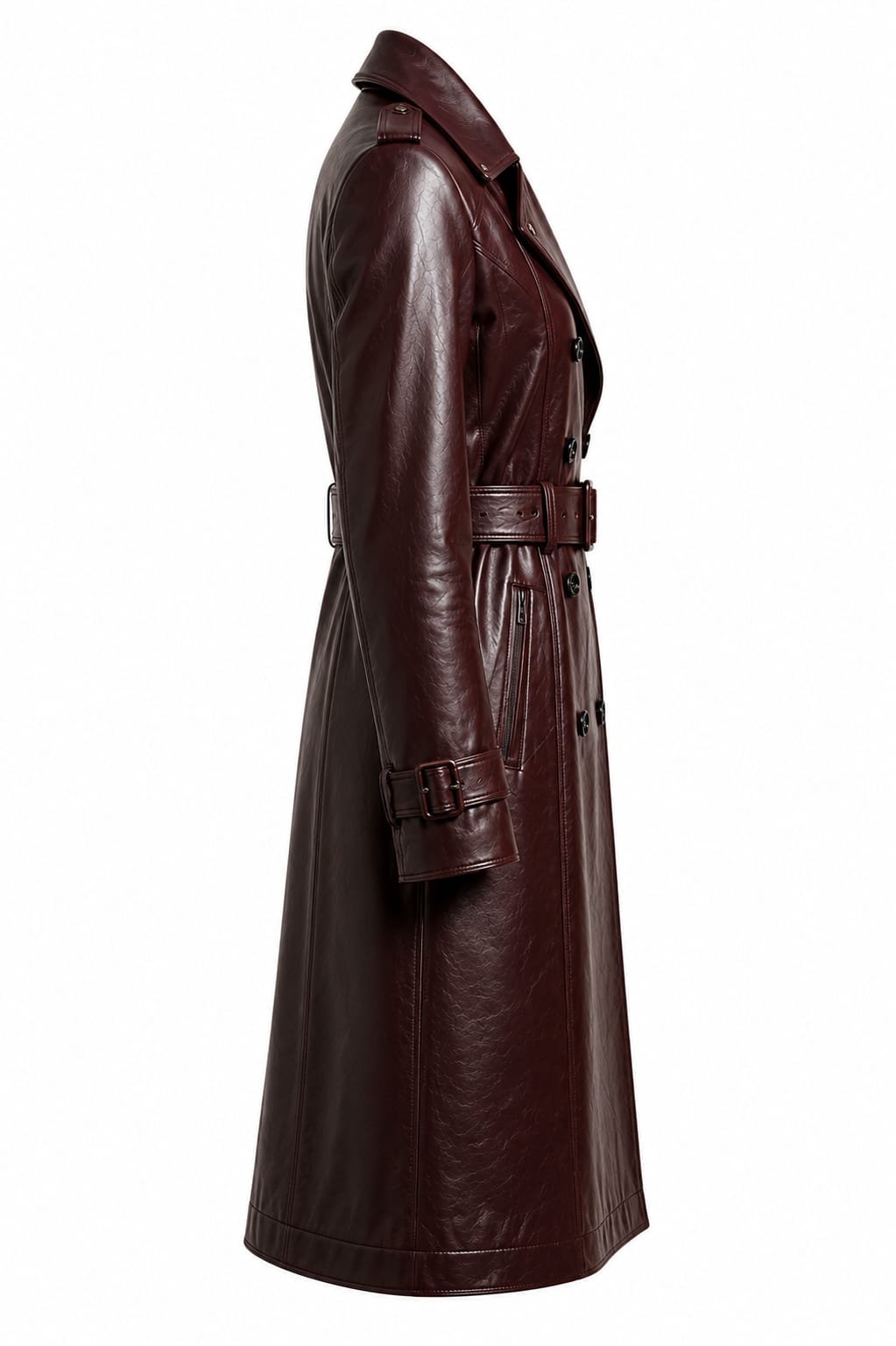 OXBLOOD BELTED TRENCH COAT - Image 3