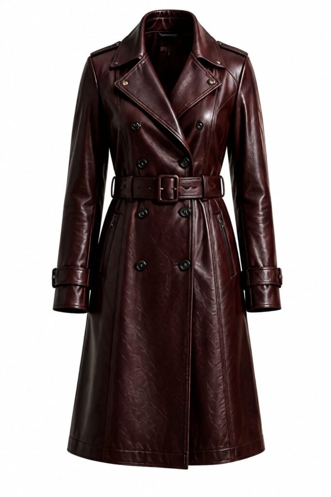OXBLOOD BELTED TRENCH COAT
