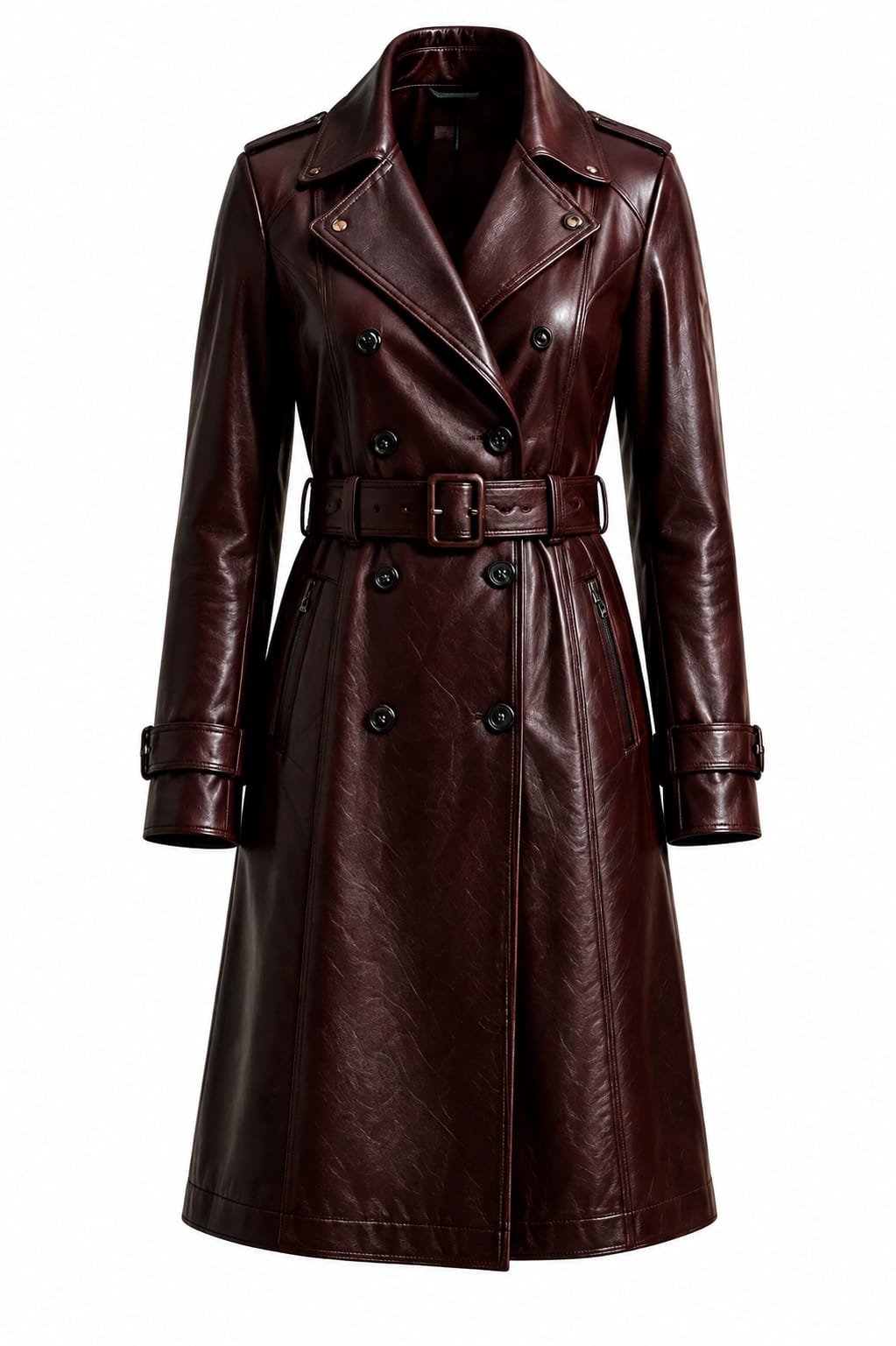 OXBLOOD BELTED TRENCH COAT