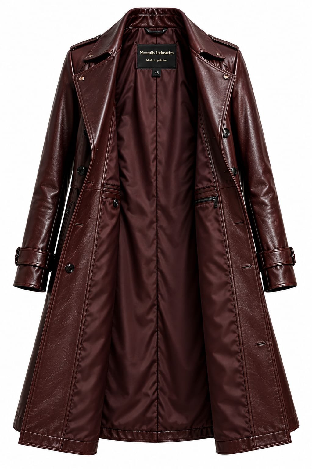 OXBLOOD BELTED TRENCH COAT - Image 5
