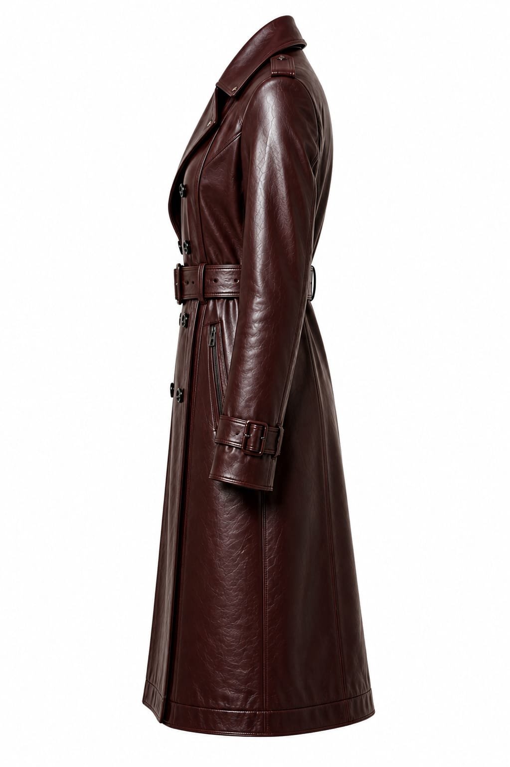 OXBLOOD BELTED TRENCH COAT - Image 4