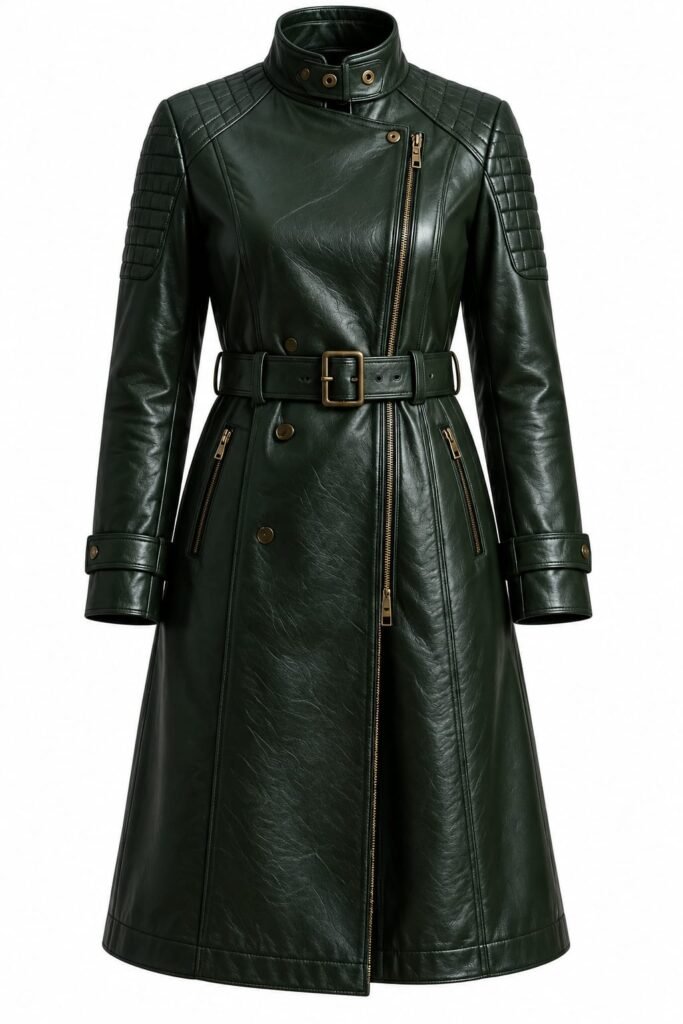 FOREST GREEN ASYMMETRIC COAT