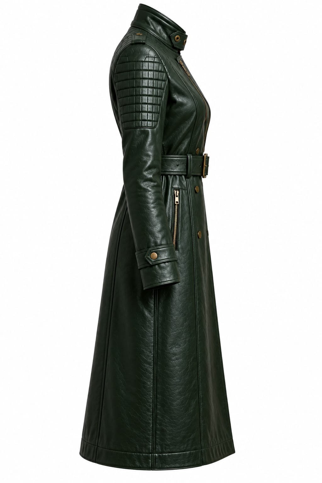 FOREST GREEN ASYMMETRIC COAT - Image 4