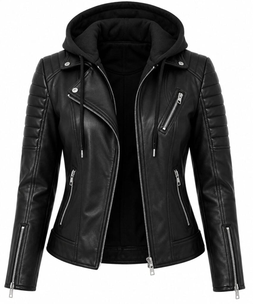 HOODED BIKER JACKET