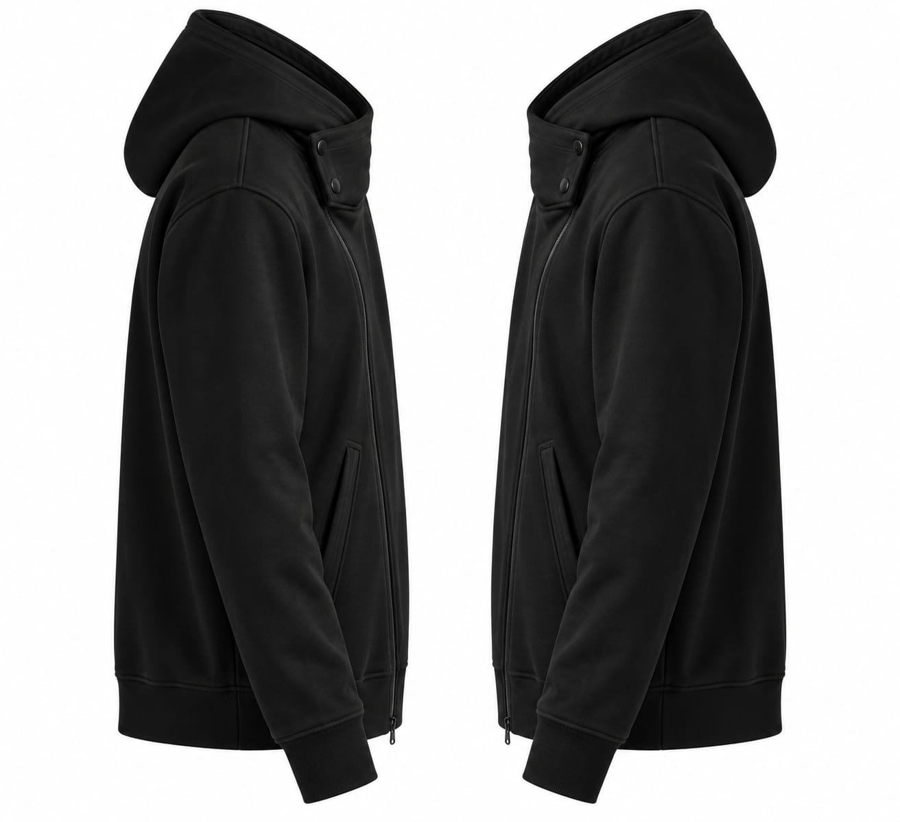 HIGH NECK ASYMMETRIC HOODIE - Image 3